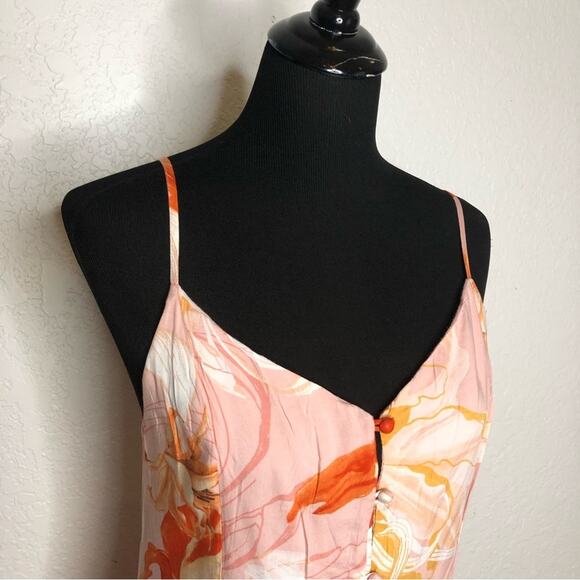Able the Label Flower Bomb orange floral high low sundress size Medium NWT - Picture 2 of 12